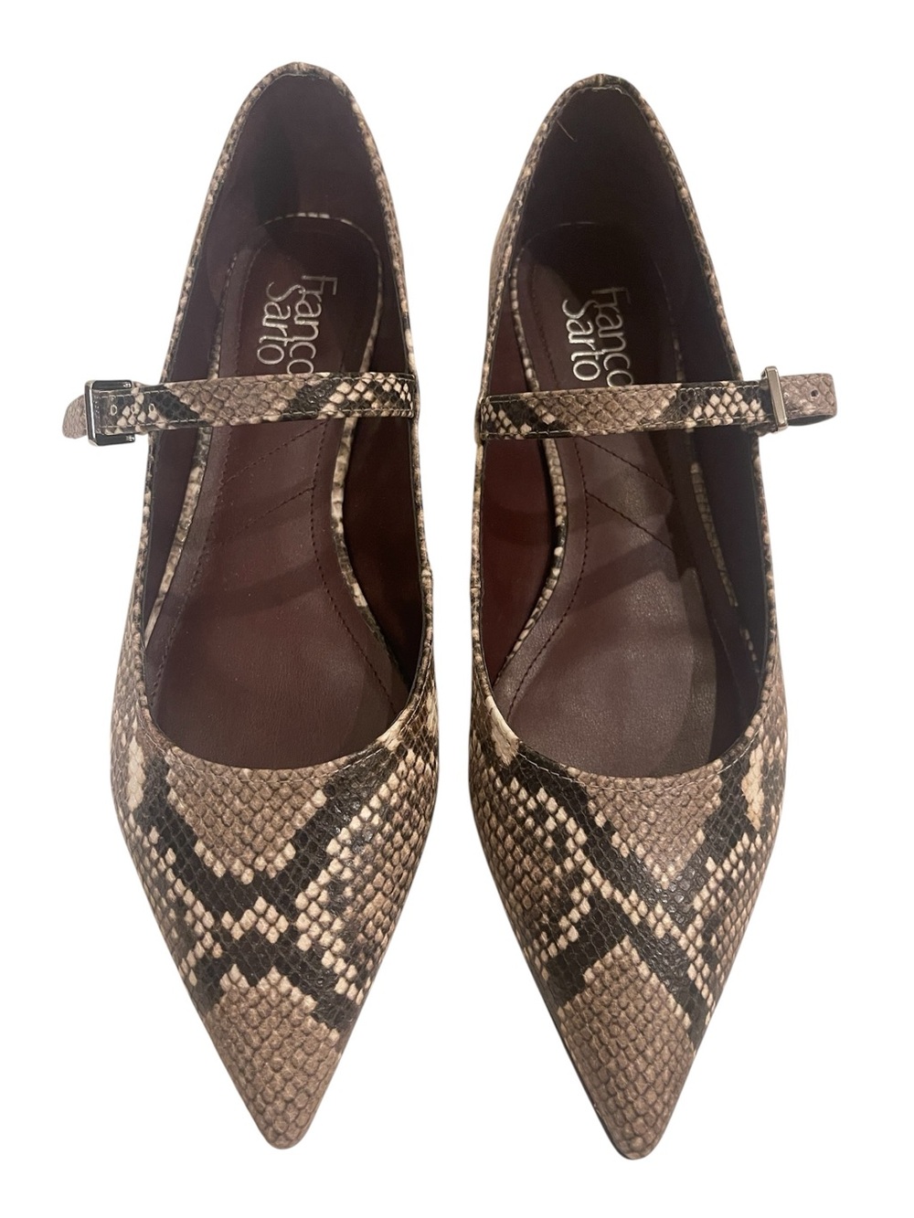 Women's Franco Sarto Nalin Snakeskin Mary Jane Flats Shoes - Picture 4 of 8